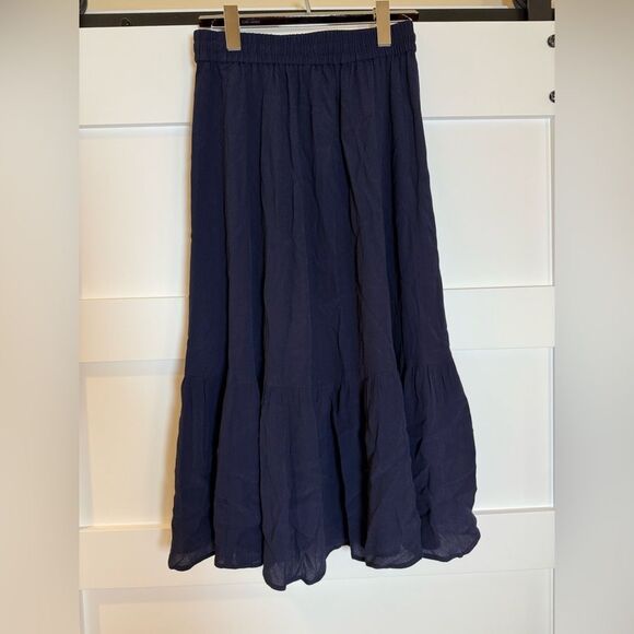 New Talbots navy blue button front boho skirt size XS - Picture 3 of 8